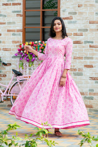 Thumbnail for Partywear Designer Digital Printed Light pink Pure Maslin Gown - Anbazaar - Distacart