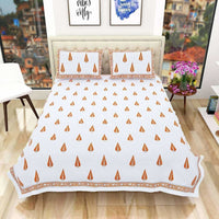 Thumbnail for Hand Block Printed Double 230x270 Cms Jaipuri Bedspread with 2 Pillow Covers - Distacart