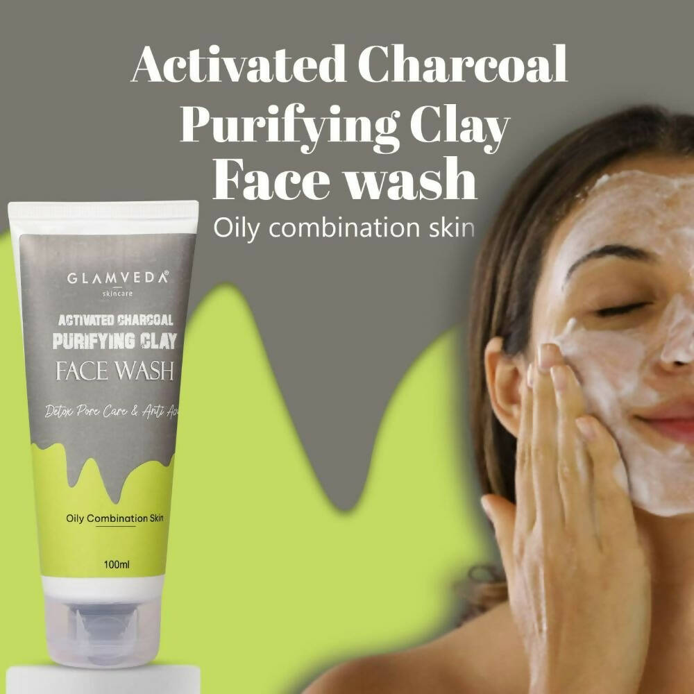 Glamveda Men Activated Charcoal Clay Detox & Anti Acne Face Wash - Distacart