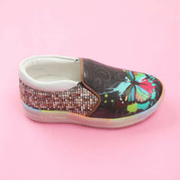 Thumbnail for Tiny Bugs Unisex Butterfly Printed Slip Ons Sneakers - Black - Distacart