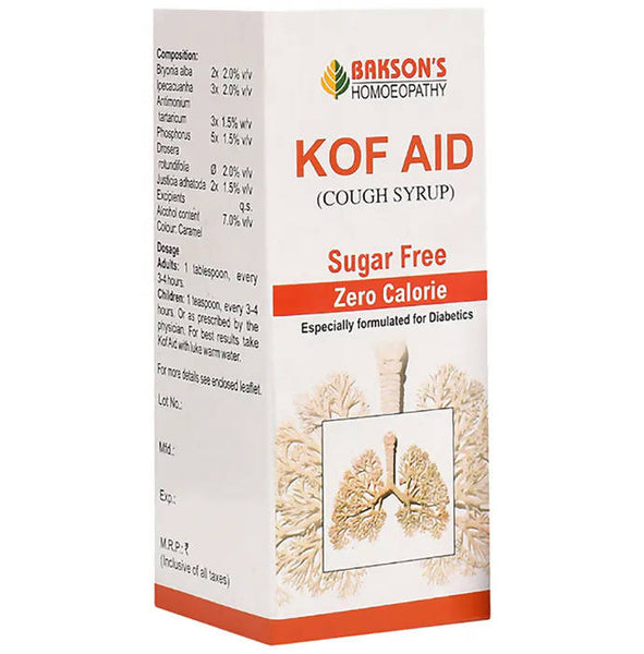 Bakson's Homeopathy Kof Aid Syrup Sugar Free - Distacart