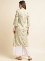Thumbnail for Green Poly Rayon Floral Printed Straight Kurta - Prasuti - Distacart