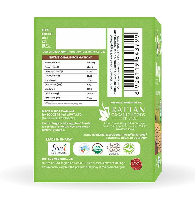 Nutriorg Certified Organic Moringa Powder - Distacart