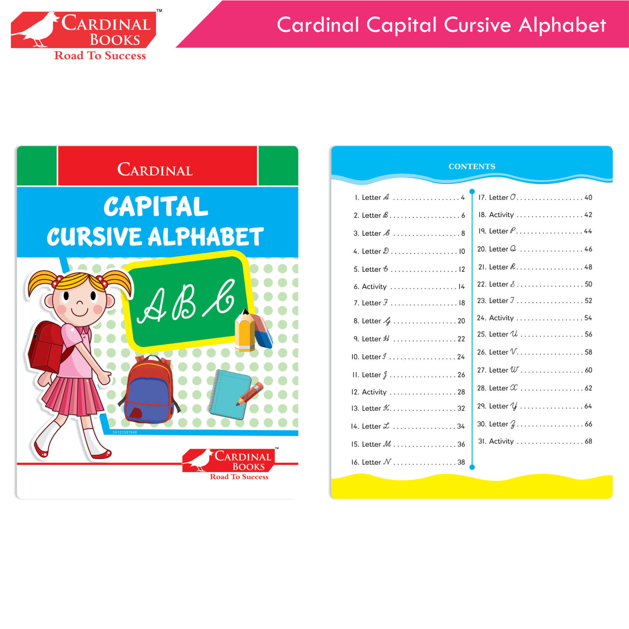 Cardinal Cursive Alphabet Capital and Small Letter Writing Practice Books for Kids| Set of 3|Kindergarten Book for Kids Ages 3-7 Years - Distacart