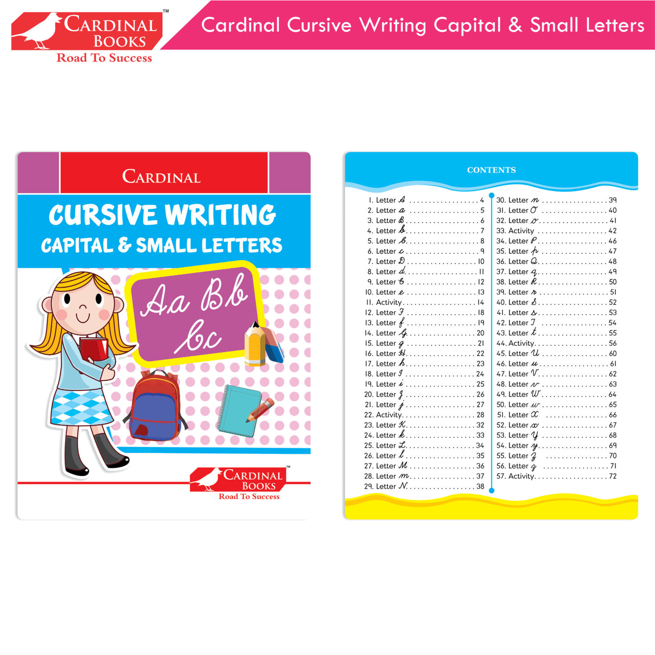 Cardinal Cursive Alphabet Capital and Small Letter Writing Practice Books for Kids| Set of 3|Kindergarten Book for Kids Ages 3-7 Years - Distacart