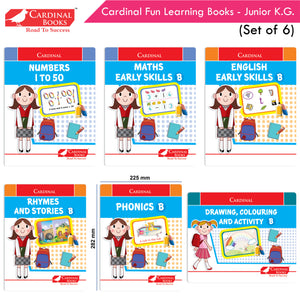 Cardinal Fun Learning Junior KG Activity Books Set of 6|Number| Rhymes & Story| Phonic| English & Maths Skill| Colouring Book For Kids Ages 4-5 Years - Distacart