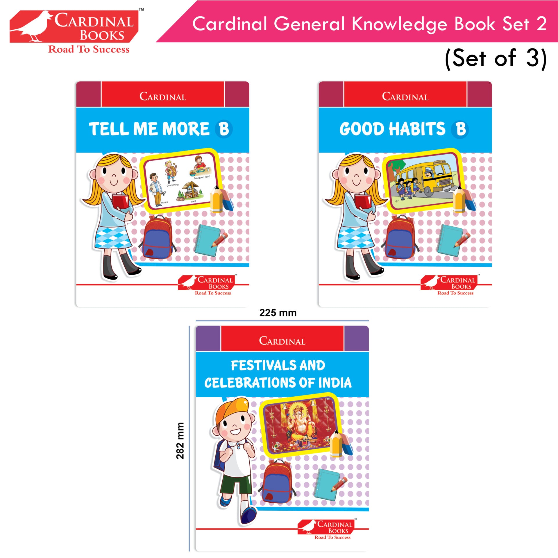 Cardinal General Knowledge Book 2 (Set of 3)|Good Habit B| Festival & Celebration of India| Tell Me More B| Combo Book Set| Ages 3-7 Years - Distacart