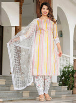 Thumbnail for Vamika Lace Work Rayon Multicolor Party Wear/Casual Wear Kurta Set/Suit - Distacart