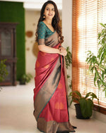 Thumbnail for DEIANA'S Beautiful Golden Jari with New Design Soft Lichi Silk Saree - Maroon - Distacart