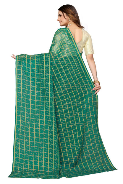 Vamika Green Jari Work Chiffon Saree (GARVITA GREEN) - Distacart
