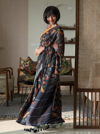 Thumbnail for Suta Black Floral Pure Cotton Saree - Distacart