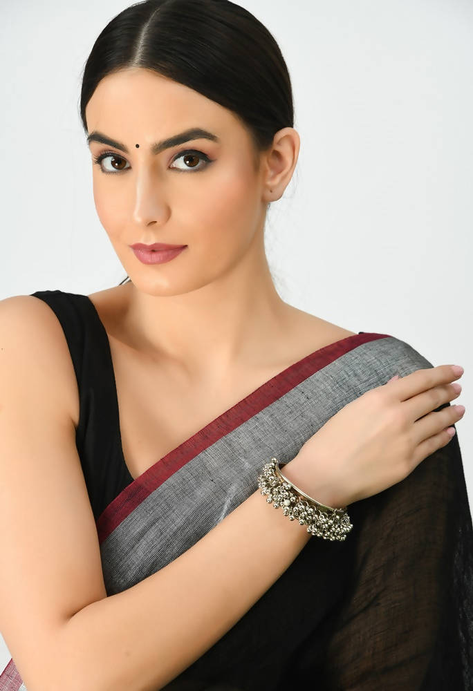 Mominos Fashion Kamal Johar Oxidised Silver-Plated Ghungroo Handcraft Alloy Bracelet