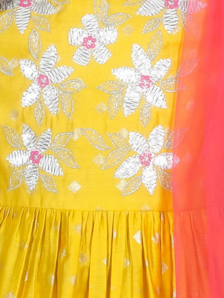 Lil Drama Ethnic Girls Yellow kurta with Sharara and Dupatta set - Distacart