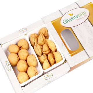 Ghasitaram Holi Gifts: Farsaan Samosa and Farsaan Kachori Hamper - Distacart