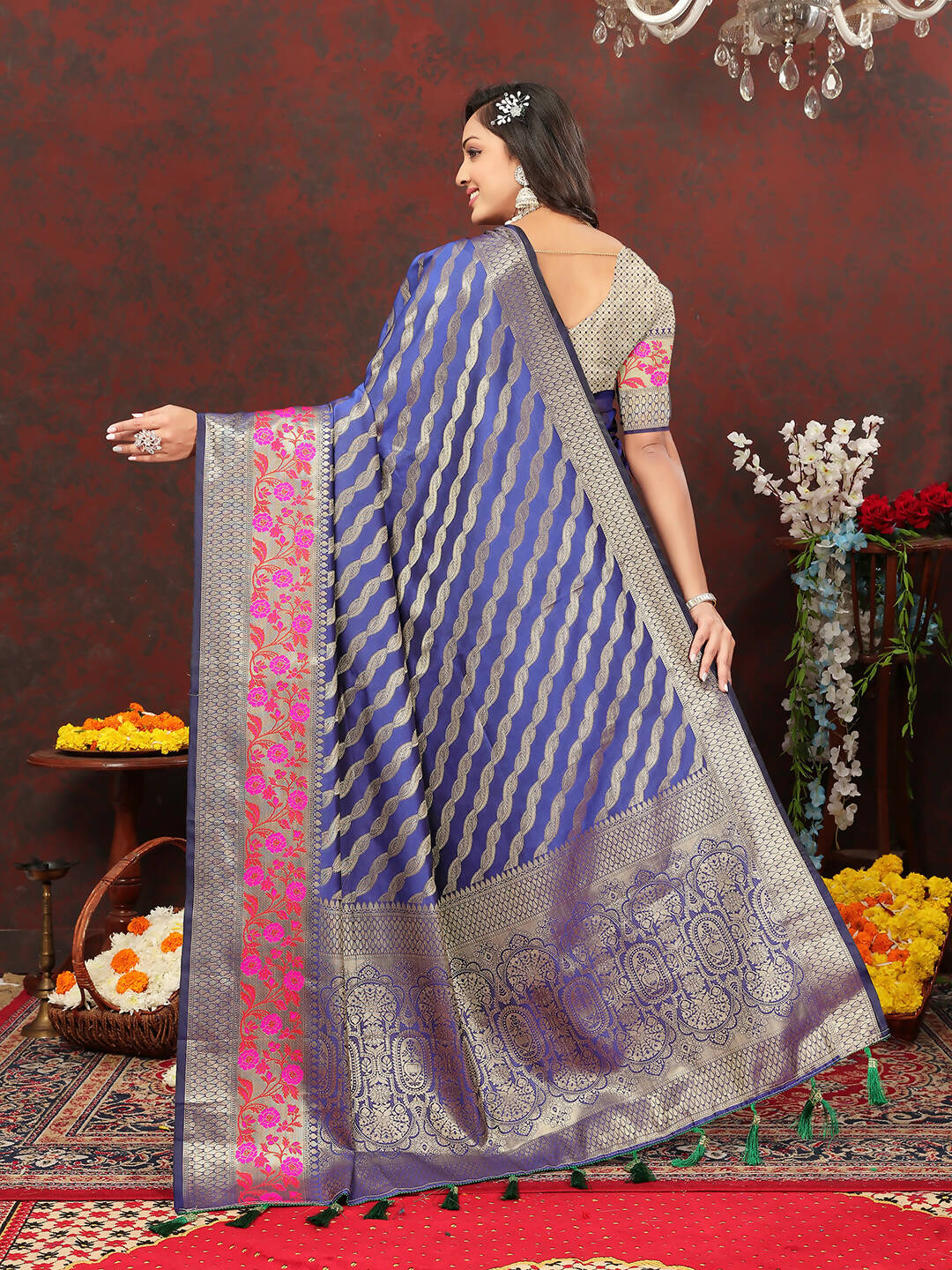 Lorenvalley Fashion Purple Soft Silk Woven Design with Zari Weaving Leheriya Design Saree - Distacart