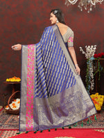 Thumbnail for Lorenvalley Fashion Purple Soft Silk Woven Design with Zari Weaving Leheriya Design Saree - Distacart