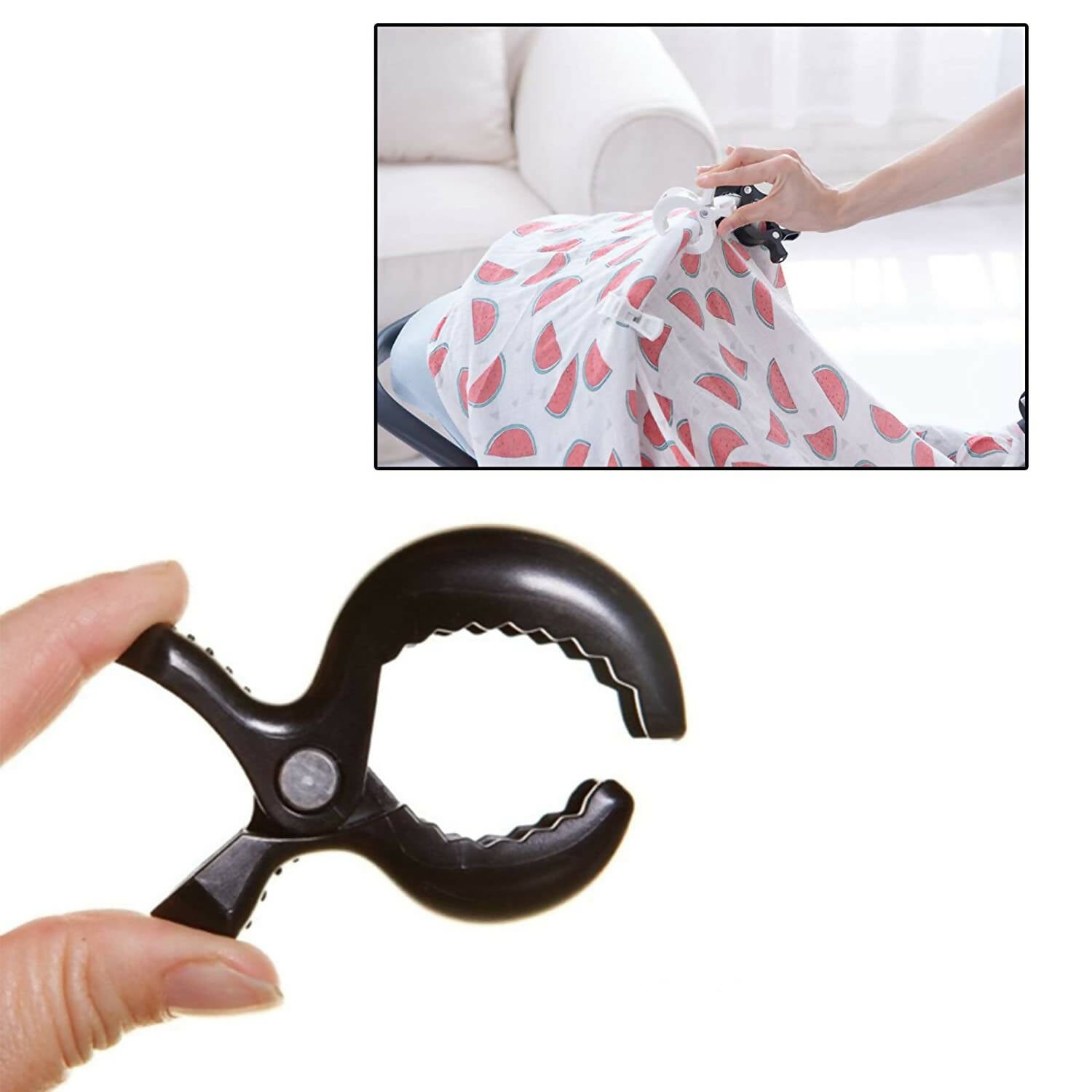 Safe-O-Kid Baby Stroller Seat Cover Clips For Protection & Safety for kids- Black - Distacart