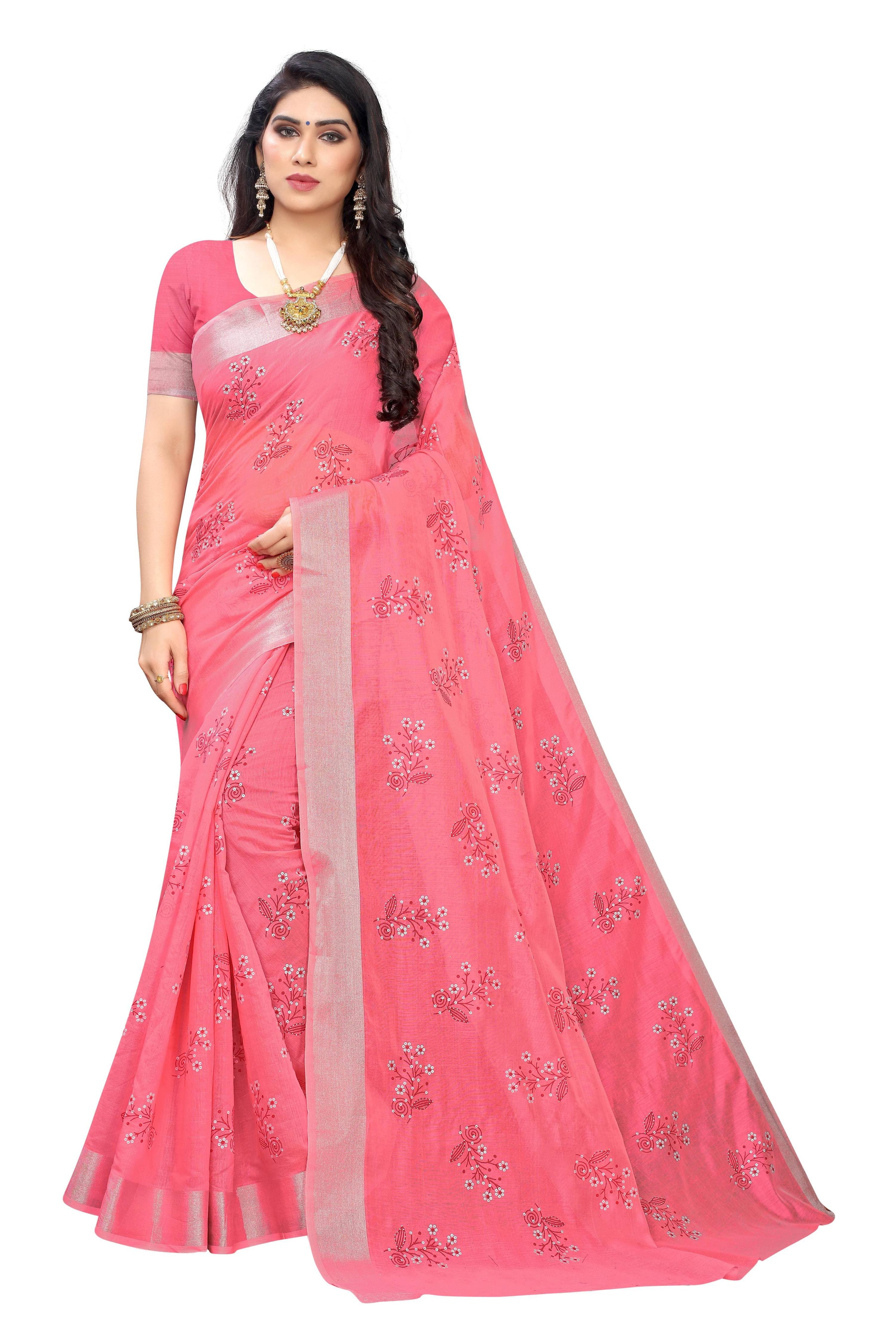 Vamika Peach Chanderi Designer Saree