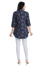 Thumbnail for Snehal Creations Ethnic Galore Blue Short Tunic Top for Women - Distacart