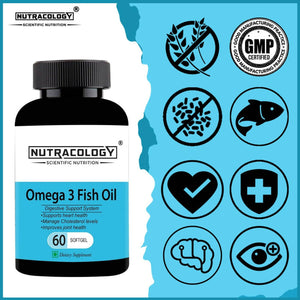 Nutracology Omega 3 Fish Oil 1000mg Capsules with Fish oil EPA + DHA Enriched Sofgels - Distacart