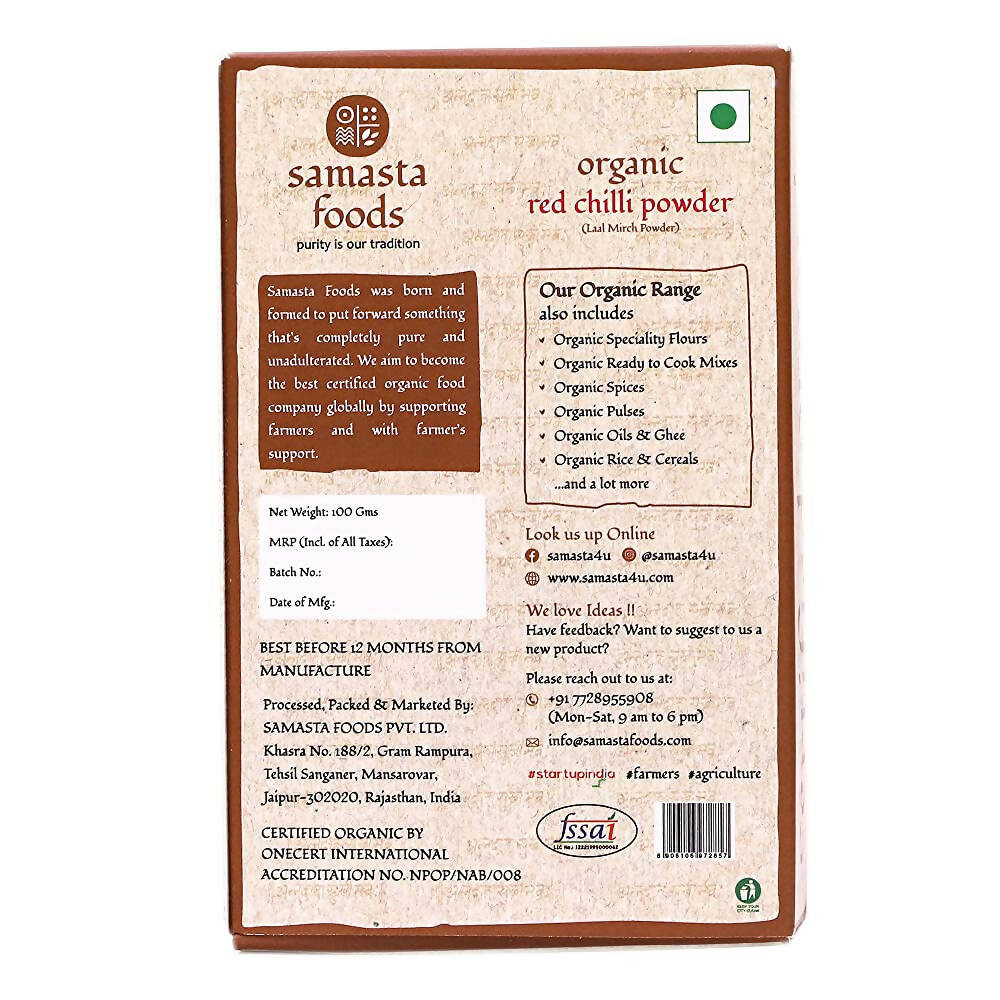 Samasta Food Organic Red Chilli (Lal Mirch) Powder - Distacart
