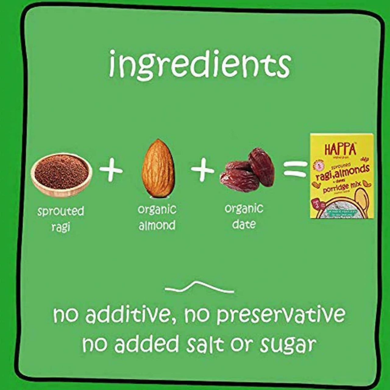 Happa Organic Baby Food Sprouted Ragi, Almonds + Dates Porridge Mix Combo - Distacart