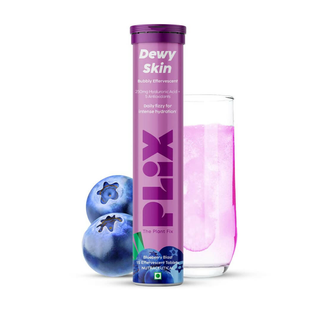 PLIX The Plant Fix Dewy Skin Hyaluronic Acid Effervescent Tablets For Radiant Skin - Blueberry - Distacart