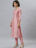 Thumbnail for Janasya Mauve Woven Design Kurta with Trousers - Distacart