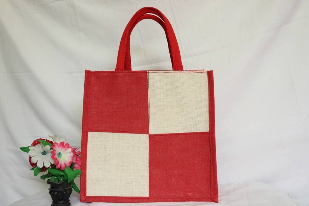 Jute Lunch Bag With Zip For Men and Women