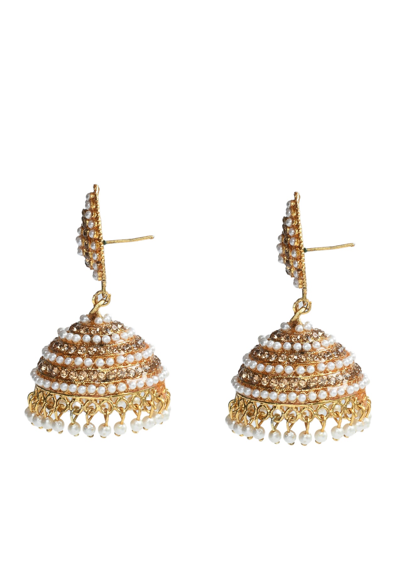 Mominos Fashion Johar Kamal Leaf Design Jhumka With Stone & Pearl - Distacart