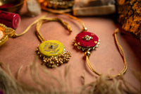 Thumbnail for Nirmalaya Bhai Bhabhi Rakhi Set Red & Yellow - Distacart