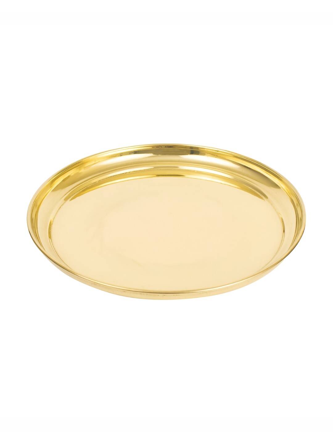 Spillbox Gold-Toned Brass Plain Thali Pooja Essential - Distacart