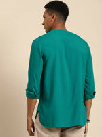 Thumbnail for Sea Green Men Rayon Solid Opaque Casual Shirt - Mahotsav - Distacart