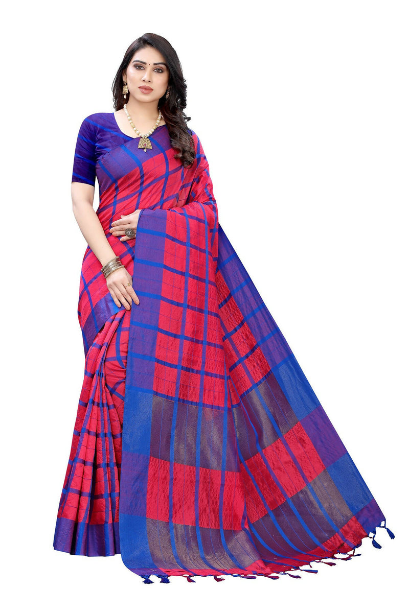 Vamika Pink Cotton Silk Weaving Saree (SATURN PINK) - Distacart
