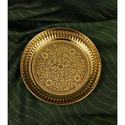Spillbox Gold-Toned Brass Designer Halwa Thali Pooja Essential - Distacart