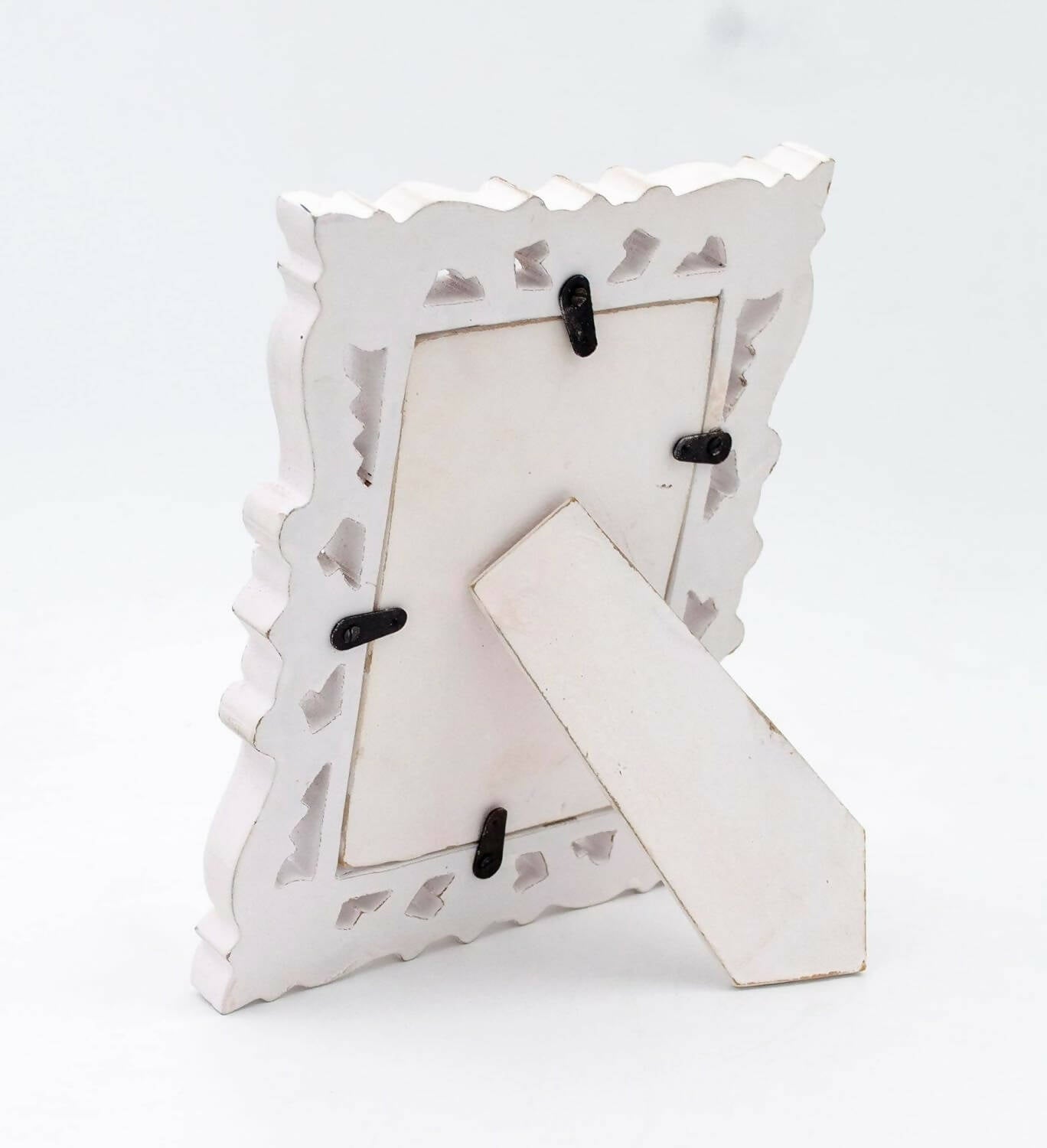 Adan's Homes PF01 Decorative Handcrafted Wooden Photo Frame (White) - Distacart