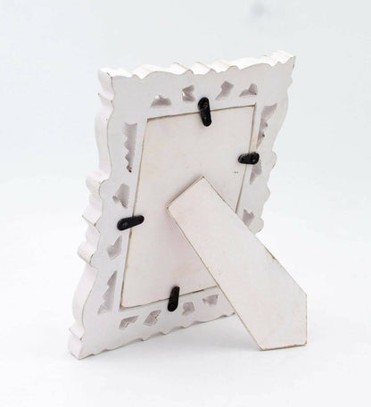 Adan's Homes PF01 Decorative Handcrafted Wooden Photo Frame (White) - Distacart