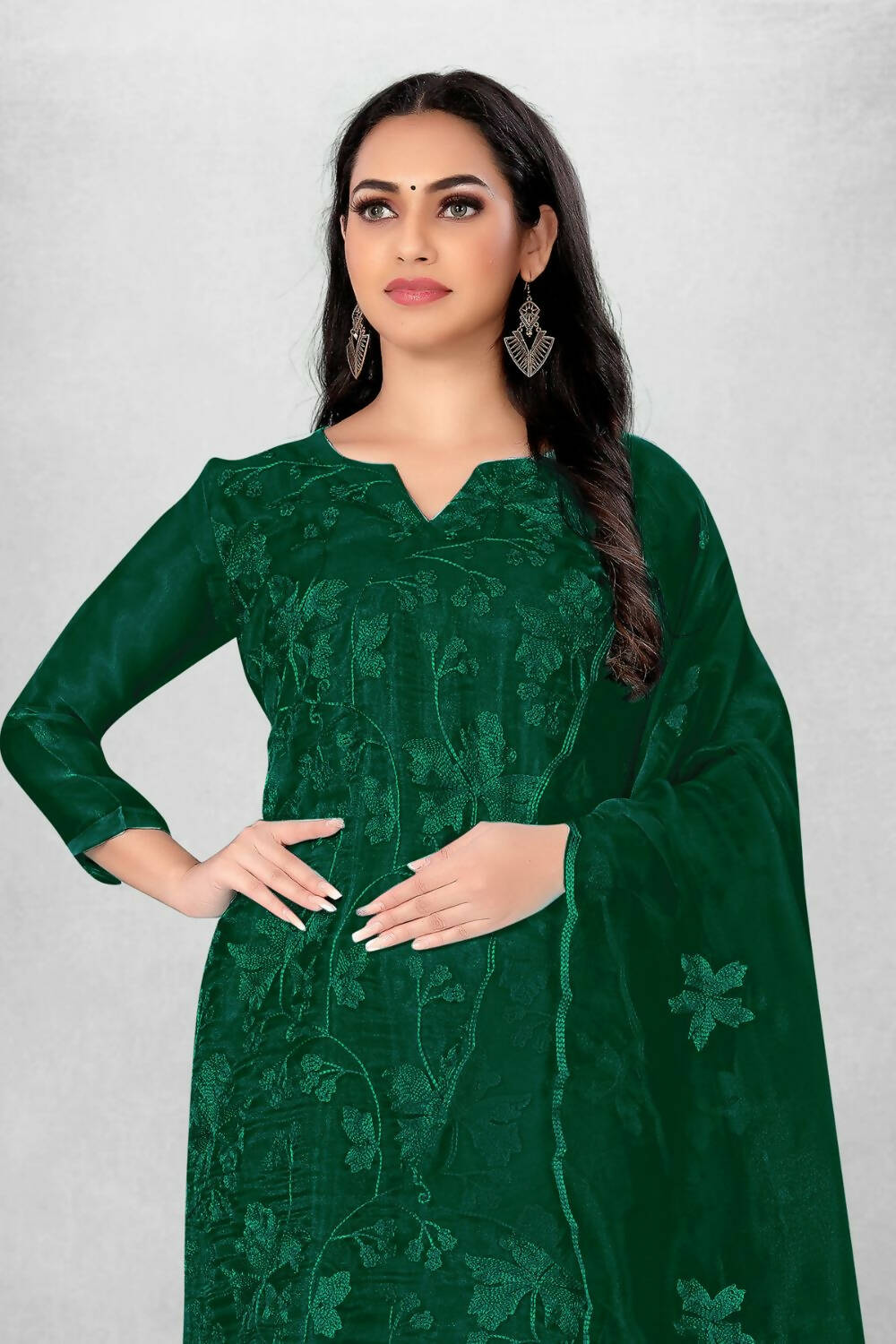 Buy Dark Green Heavy Organza Silk Embroidered Unstitched Dress Material - Amara Online at the best Price Buy Dark Green Heavy Organza Silk Embroidered Unstitched Dress Material - Amara Online at the best Price
