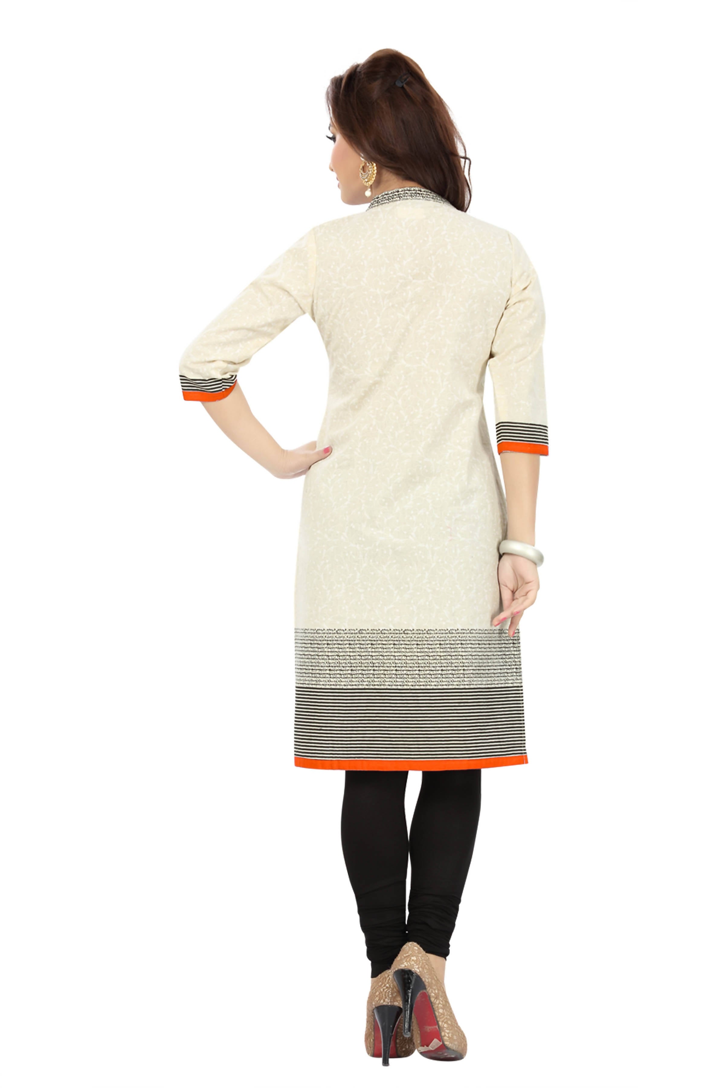 Snehal Creations Contemporary Beauty Off White Cotton Short Tunic For Women - Distacart