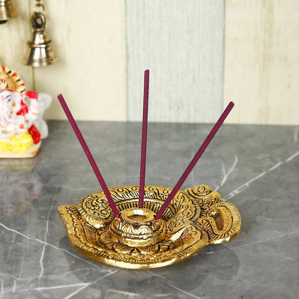 CraftVatika Gold-Toned Incense Stick Holder with Ash Catcher - Distacart