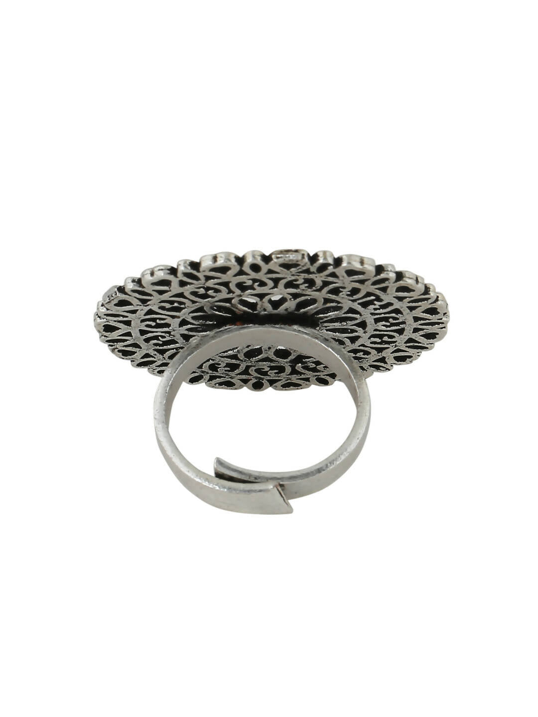 NVR Women Oxidised Silver-Plated Adjustable Finger Ring - Distacart