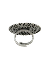 Thumbnail for NVR Women Oxidised Silver-Plated Adjustable Finger Ring - Distacart