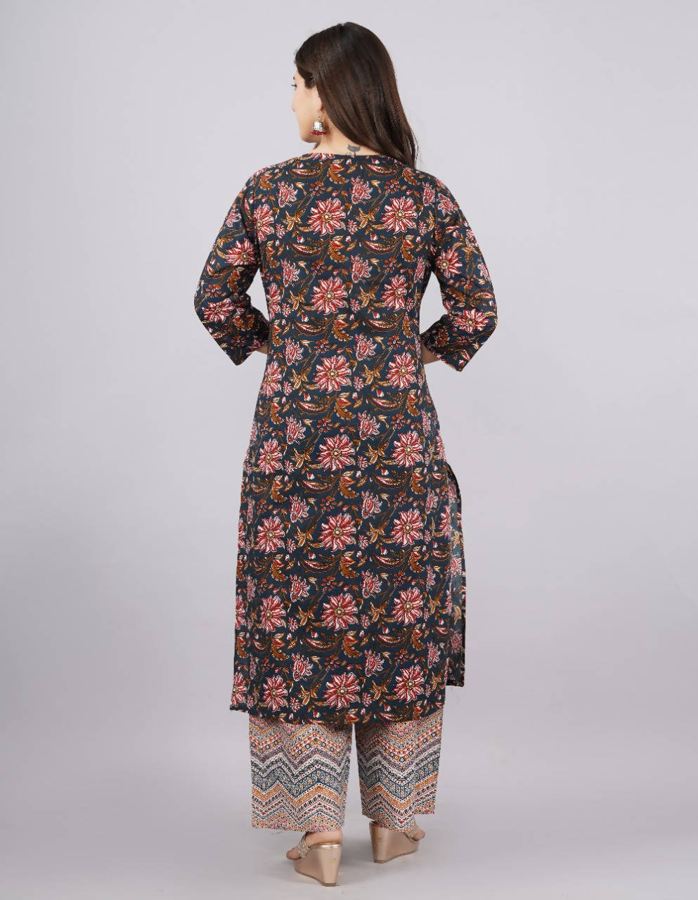 Vamika Printed Cotton Blue Party Wear/Casual Wear Kurta Set/Suit - Distacart