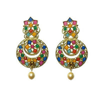 Thumbnail for Tiaraa Multicolor Stone Golden Fashion Earrings - Distacart