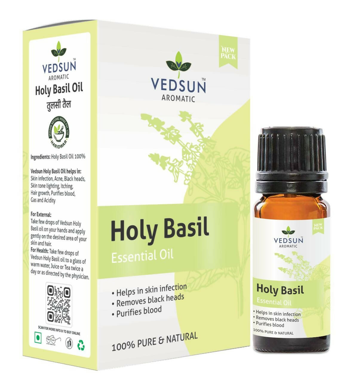 Vedsun Naturals Tulsi/Holy Basil Oil Pure & Organic for Skin - Distacart