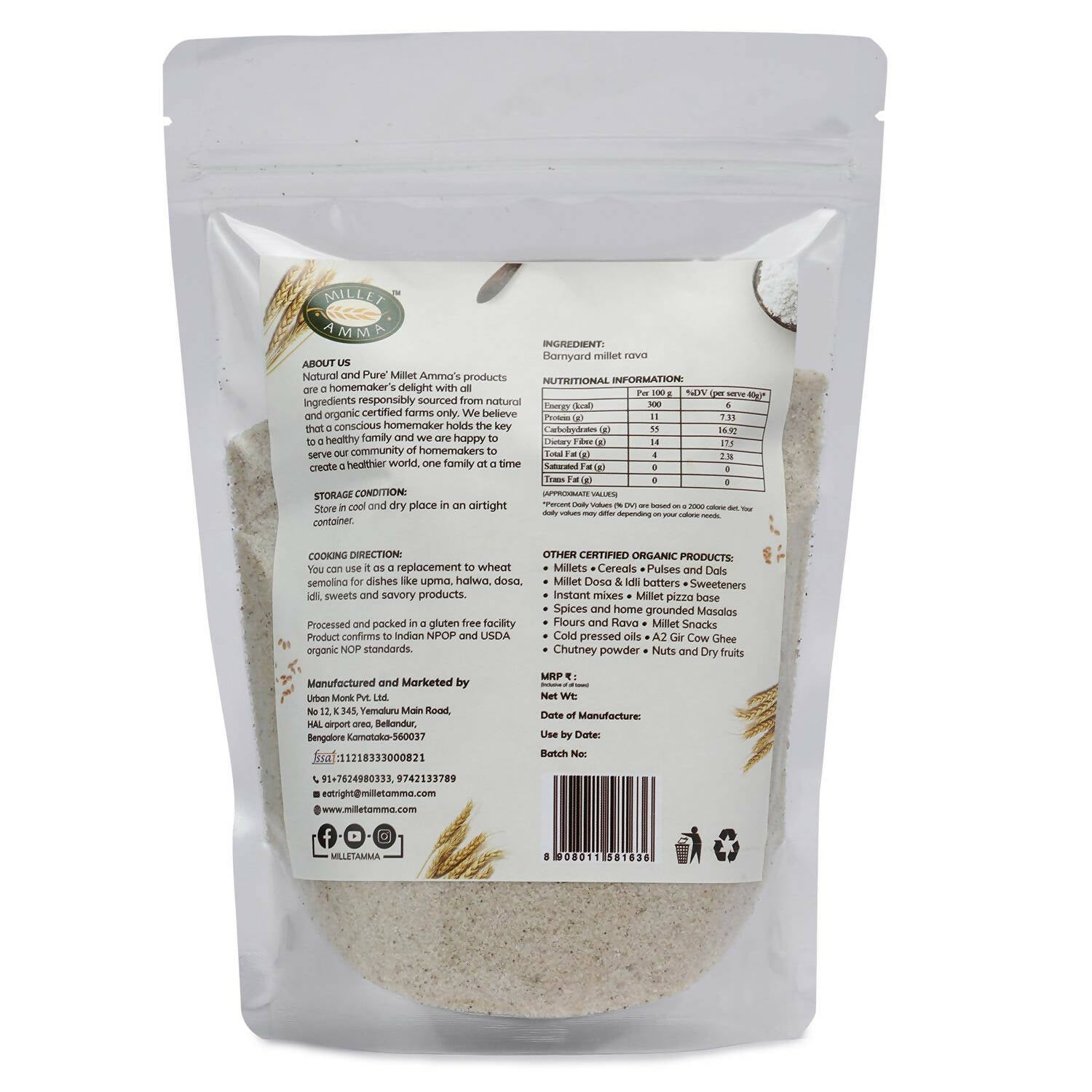 Millet Amma Barnyard Millet Rava (Suji) - Distacart