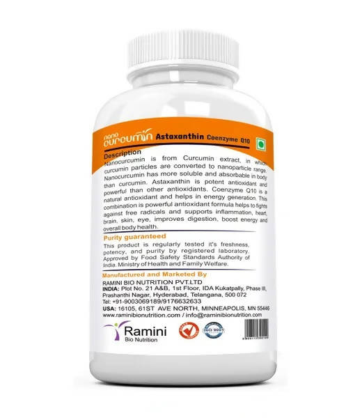 Ramini Bio Nutrition Nano Curcumin With Astaxanthin Veg Capsules - Distacart