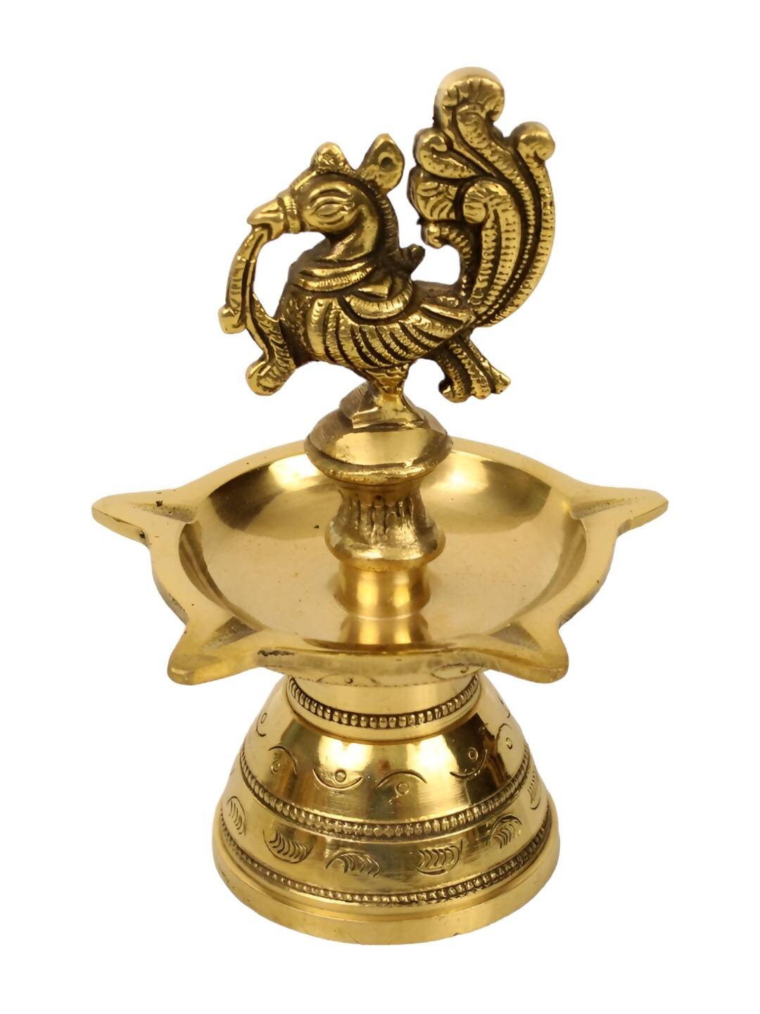 Spillbox Gold-Toned Brass Annam Five Face Diya Pooja Essential - Distacart