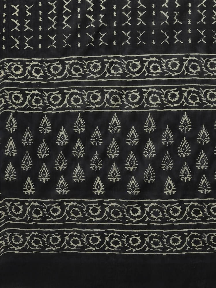 Yufta Women Black Ethnic Motifs Regular Mirror Work Pure Cotton Kurta with Trouser & With Dupatta