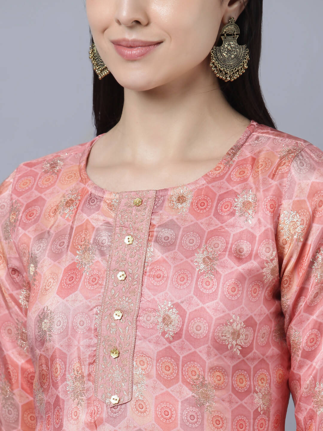 Myshka Stylish Pink 3/4 Sleeve Women's Kurta - Distacart